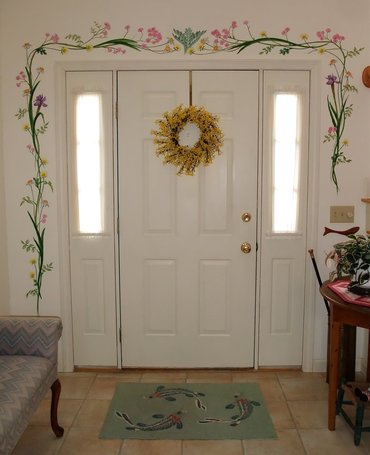 Doorway decor (acrylics on drywall)