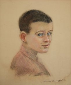 First self-portrait in pastels, 1963 (aged 12)